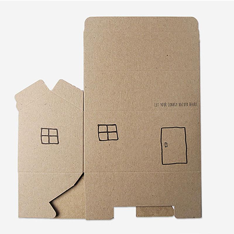 WTEMPO Small House Shaped Paper Gift Boxes Foldable DIY Party Decor Favor Treat Boxes Business Shopping Mall Activity Packaging Boxes