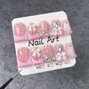 Short Duckbill Press-On Nails With 3D Bow Design Ice-Transparent French Tip Sweet Cute Manicure Tips Handmade