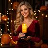 3pcs Halloween Pumpkin LED Candle Holder Set Flameless Night Light Electronic Decorative Tabletop Ornament for Home Party Bar Decor