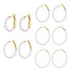 Pearls Earring for Women 20mm To 60mm, Stainless Steel Pearl Hoop Huggies Ear Lightweight Jewelry