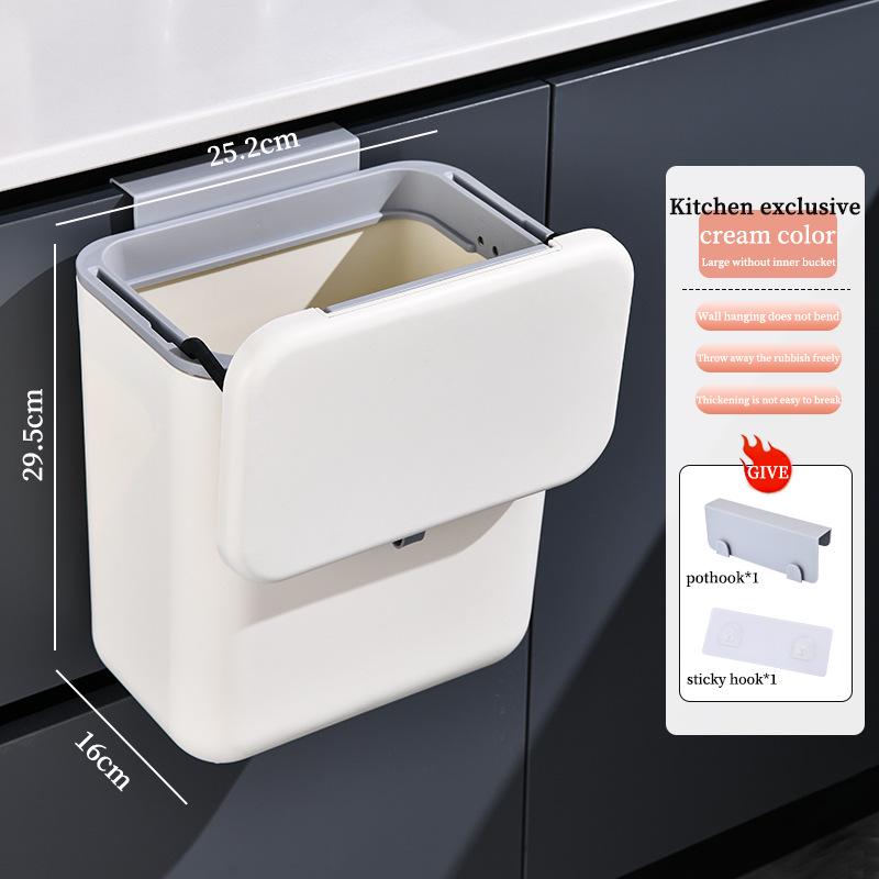 Hanging Kitchen & Bathroom Trash Can with Slide Cover - Wall-Mounted, Sealed Waste & Storage Bin