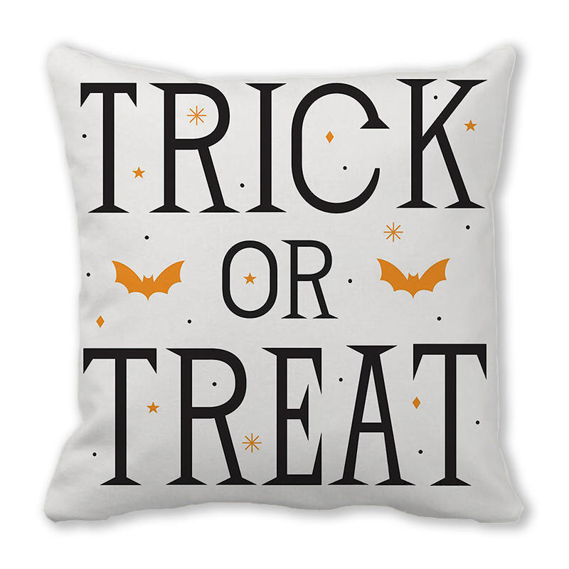 Creative Halloween Happy Letters Digital Printing Short Plush Pillow Covers for Car Sofa Office Cushion Cover Home Goods