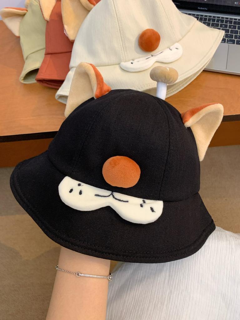 Cartoon mushroom cat fisherman hat children versatile face small fashion cute funny expression basin hat tide