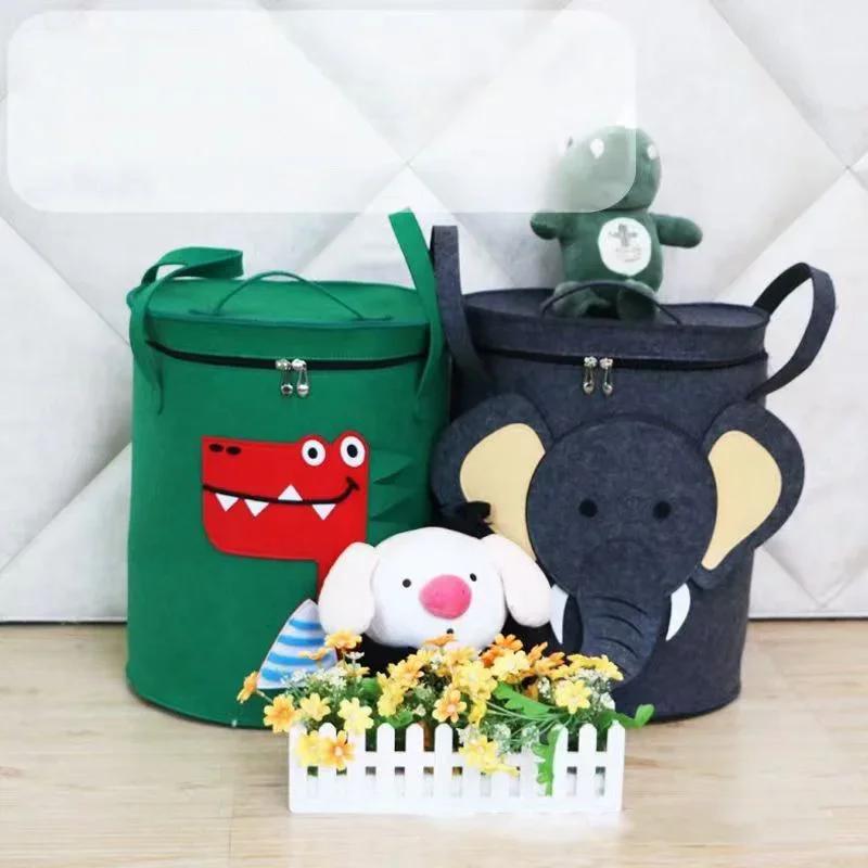 Children Toys Storage Basket Foldable Household Laundry Bag Cute Linen Bucket Cartoon Print Clothes Organizer Baskets With Lid