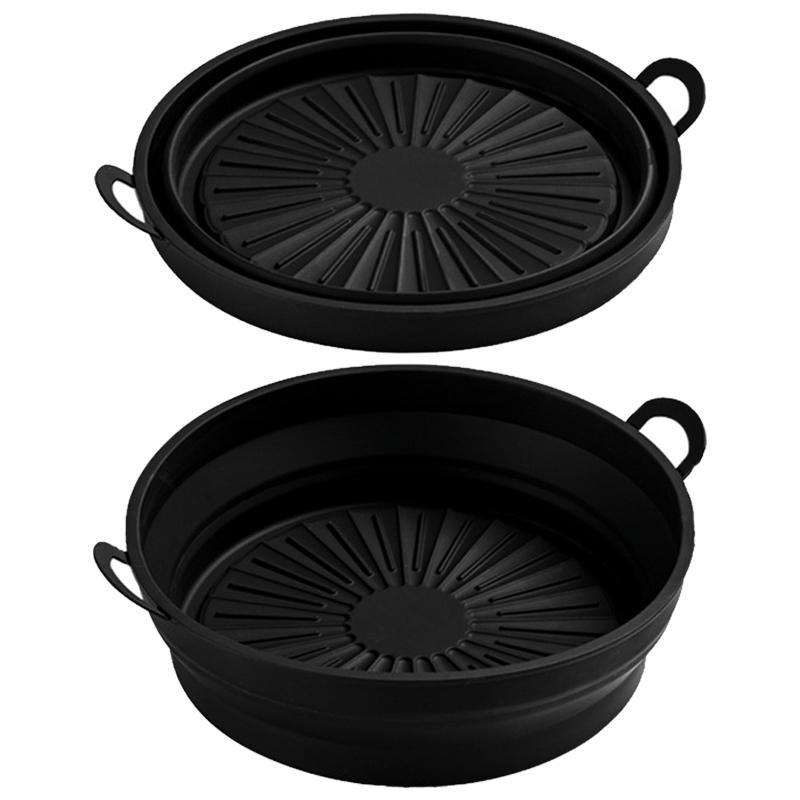 

Foldable 8.5 Inch Fryer Silicone Liner Food Grade High Temperature Resistant Round Fryer Silicone Pot 8.5 Inch Black L