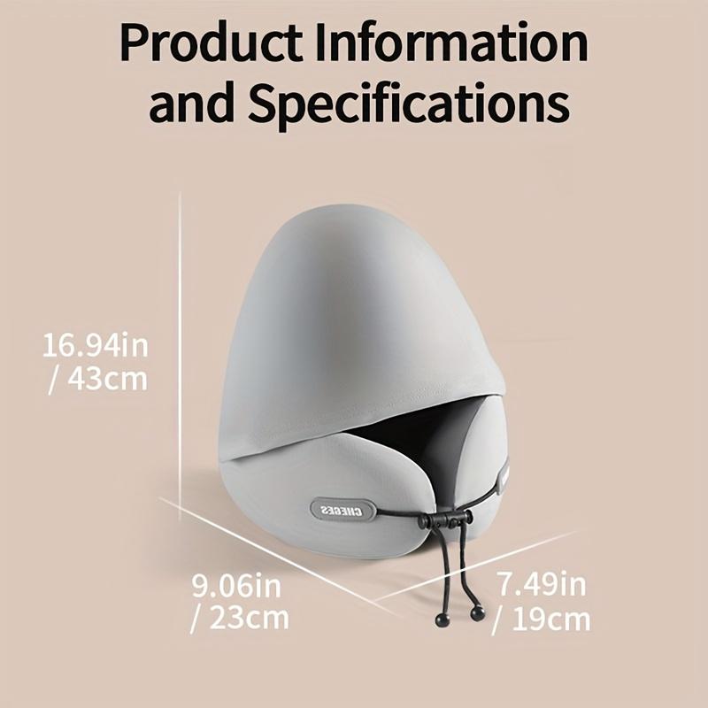 Adjustable U-Shaped Neck Pillow 1pc Hooded Synthetic Fiber Hand Washable Multiple Colors for Car Travel Outdoor Use 100% Filling Comfort Fit