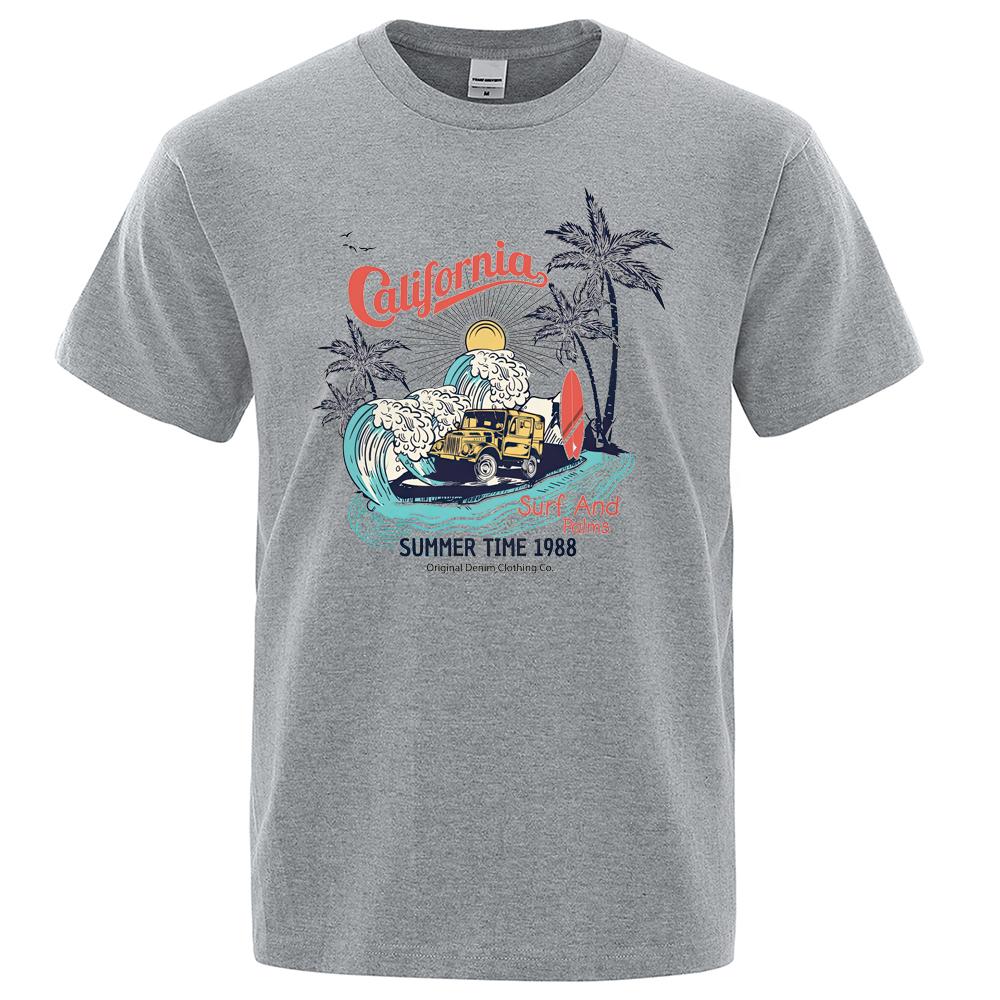 California Summer Time 1988 Prints Tshirt Men Women Casual Sweat Loose Tee Clothes Cotton Comfortable Soft  T-Shirt