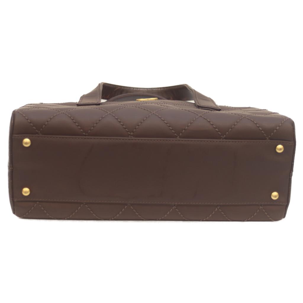 Chanel No. 8 Brown Wild Stitch Double Zipper Mini Boston Bag Boston Bag BrownUsed