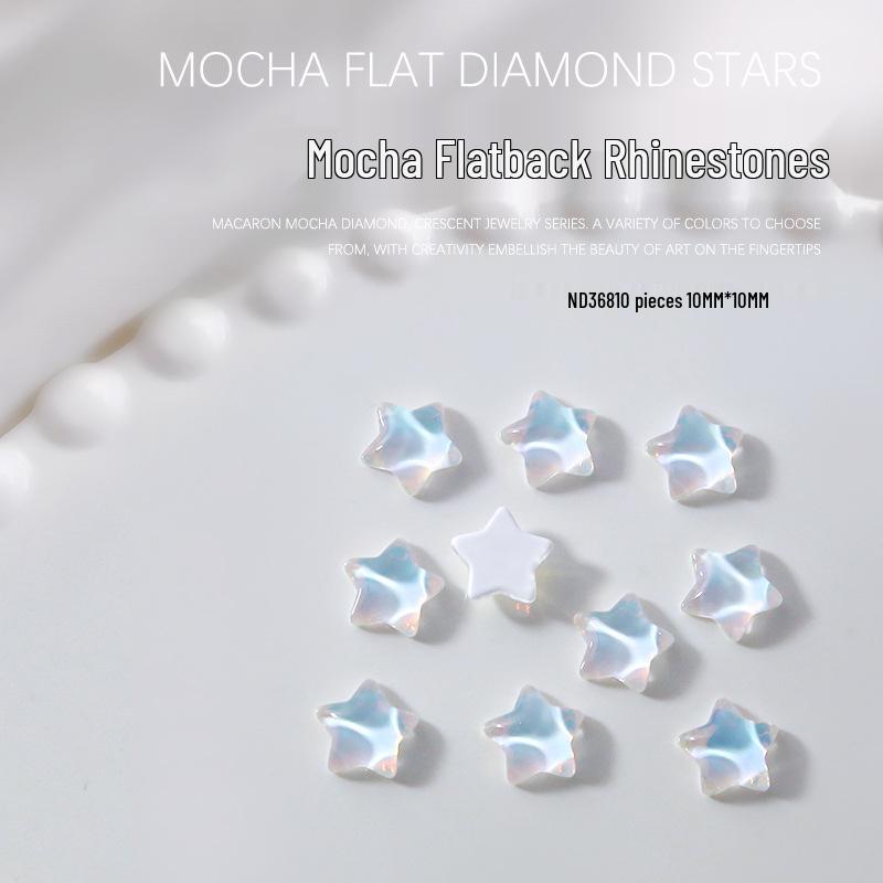 

Мокка Звезда Переливающиеся Пятиконечные Стразы из Стекла с Плоским Дном для Ногтей (10 кусочков)