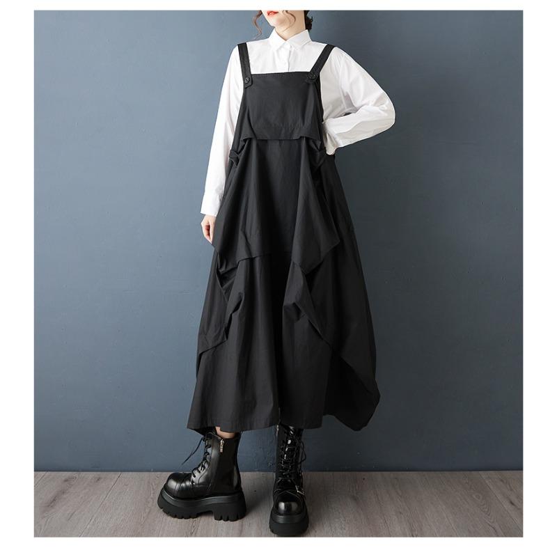 DIMANAF 2025 Autumn Women Plus Size Casual Long Dress Loose Fashion Lady Sleeveless Maxi Dress Black