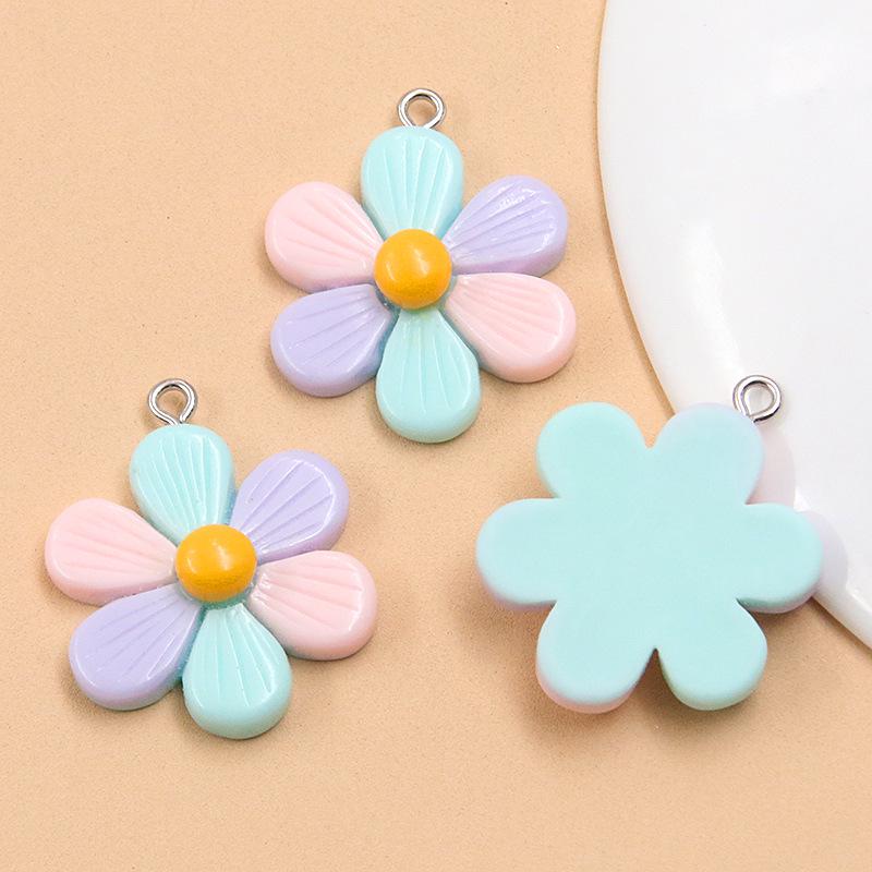 5 Color Resin Flower Charms: 24x30mm for Bags, Necklaces, Bracelets, and Phone Accessories