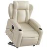 Electric Massage Recliner with Rising Function Cream Faux Leather