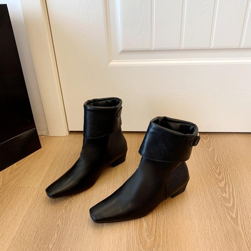 

Модные ботильоны высокого класса Осень и Зима Новые ботинки до середины голени Женские на плоской подошве Женские на низком каблуке 42 чёрный