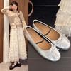 2026 New Height Increasing Bow Tie Single Shoes for Women's Round Toe Ballet Shoes