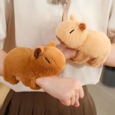 Süßer Capybara Sexring-Puppe, Plüschtier-Puppe, kleines Capybara-Armband, Klatschkreise, Kinder-Kuscheltuchpuppen