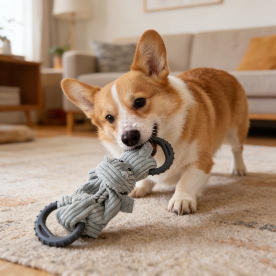 Giocattolo per Animali a Forma di Rinoceronte Resistente al Morso Peluche Giocattolo da Masticare per Cani con Suono Integrato Morbido Interattivo Giocattolo per Alleviare lo Stress