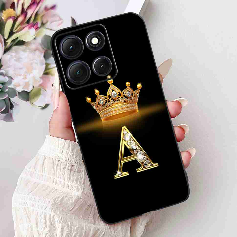 Hot For Motorola Moto G86 5G Case Crown Letters A-Z Soft Silicone Black TPU Cover For MOTO G86 XT2527-2 6.67" Protective Shell