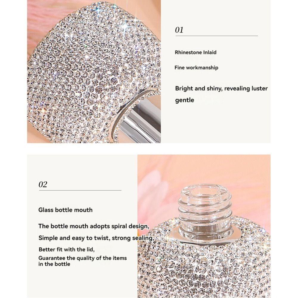 Refillable Glass Dropper Bottles Rhinestone Inlaid Perfume Container  Women