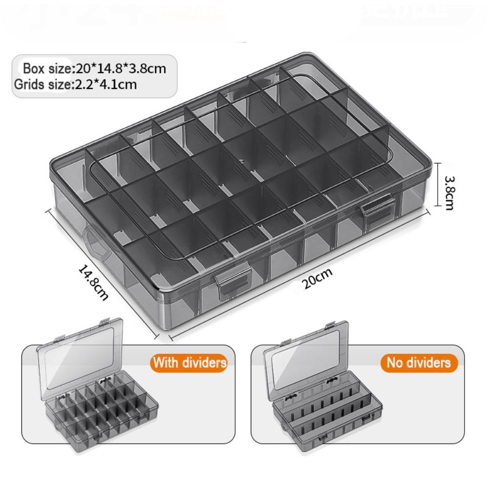 Plastic Tool Storage Box 9-24 Grids Adjustable Parts Box Transparent Jewelry Bead Screw Tool Holder Case Parts Compartment Box