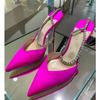 Luxus Strass Ketten Damen Pumps Designer Sandalen High Heels Sommer Knöchelriemen Party Schuhe Star Style Hochzeit Ballschuhe