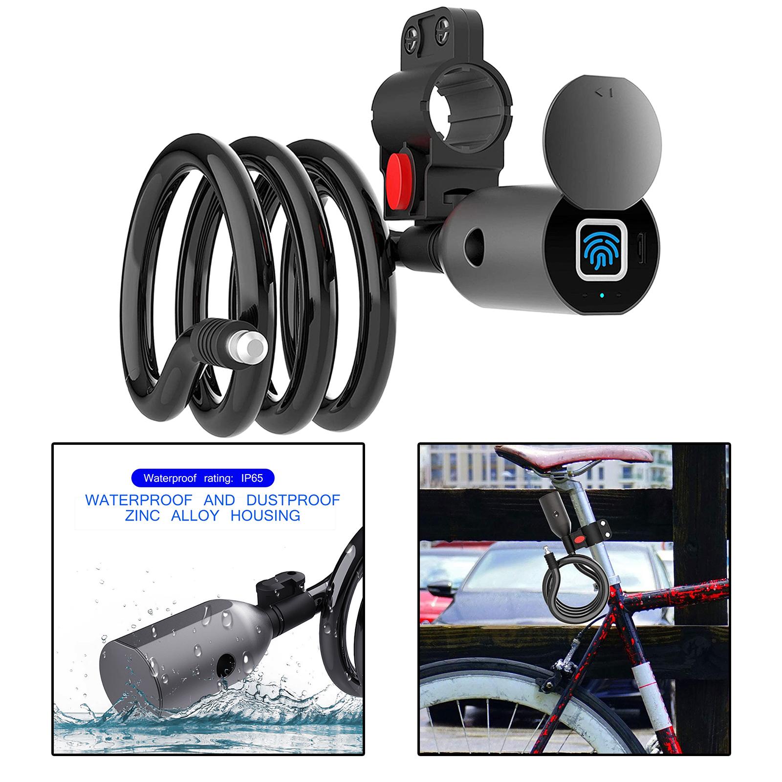 Fingerprint Bike Lock Bluetooth Connection IP65 Waterproof Keyless Bicycle Lock for Bike, Motorcycle, Door, Fence