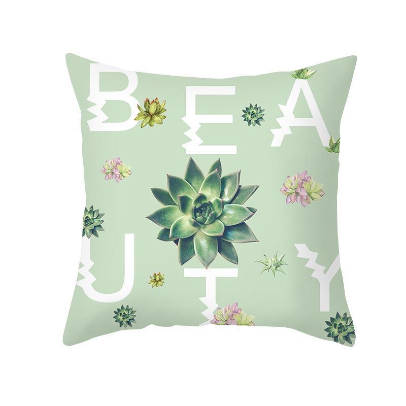 Ins Pillow Cover Nordic Summer Green Plants Office Waist Backrest Home Decoration Pillow Cover Ins Style