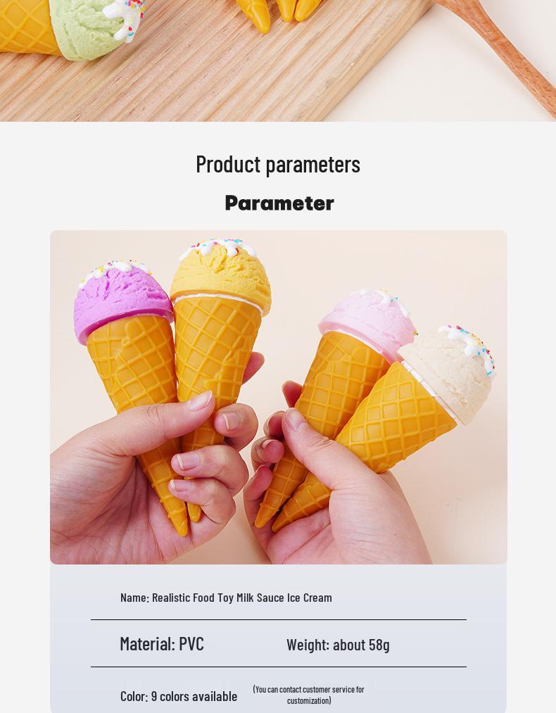 Handcrafted Realistic Ice Cream Ball Display Prop - Macaron Color Cone Toy
