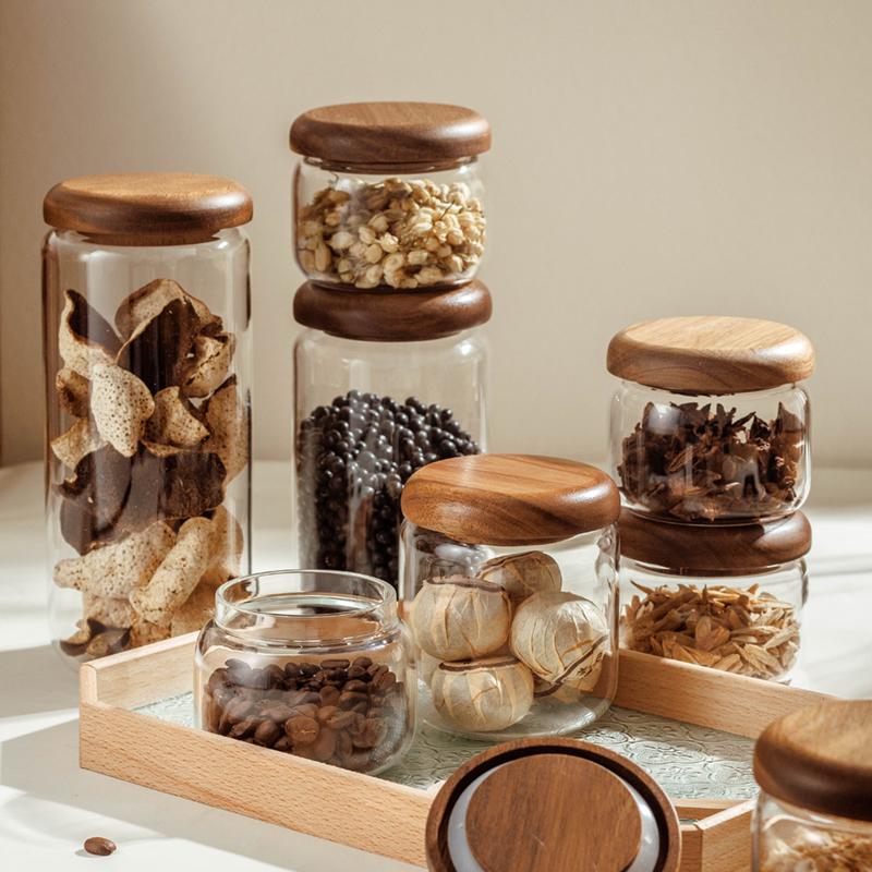 900ml Transparent Glass Storage Jar Multi-functional Home Use Candy Coffee Bean Medicinal Herb Storage Bottle Kitchen Glass Jar