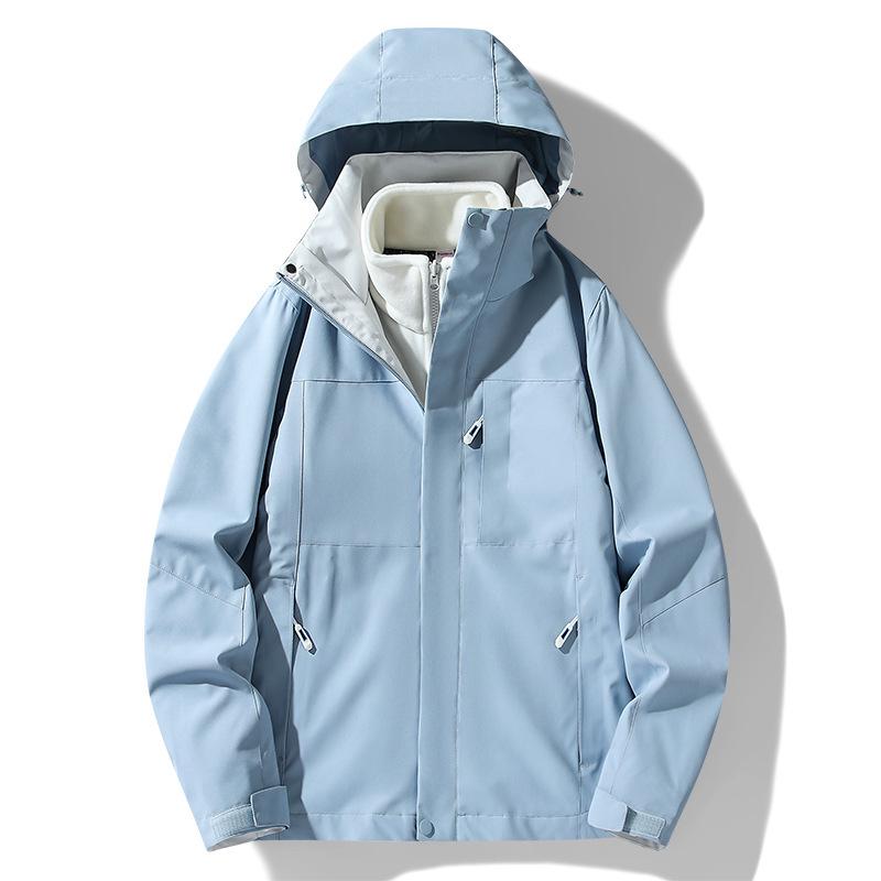 Unisex Windproof & Waterproof 3-in-1 Jacket with Detachable Fleece Liner for Mountaineering