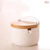 Simple Ceramic Seasoning Jar Bamboo Lid Spice Jar With Spoon Kitchen Sugar Salt Spices Storage Box Household Container