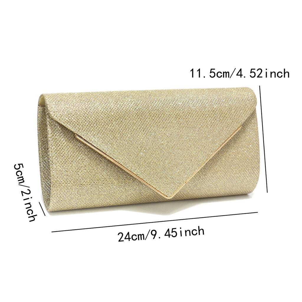 Glitter Women Party Handbags Envelope Golden Color Cover Open Lady Casual Elegant Evening Clutch Bags With Shoulder Chain