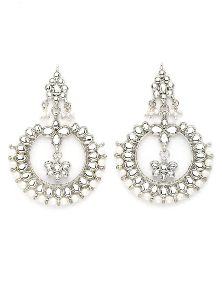 Oxidierte Silber Kundan Chandbali Ohrringe