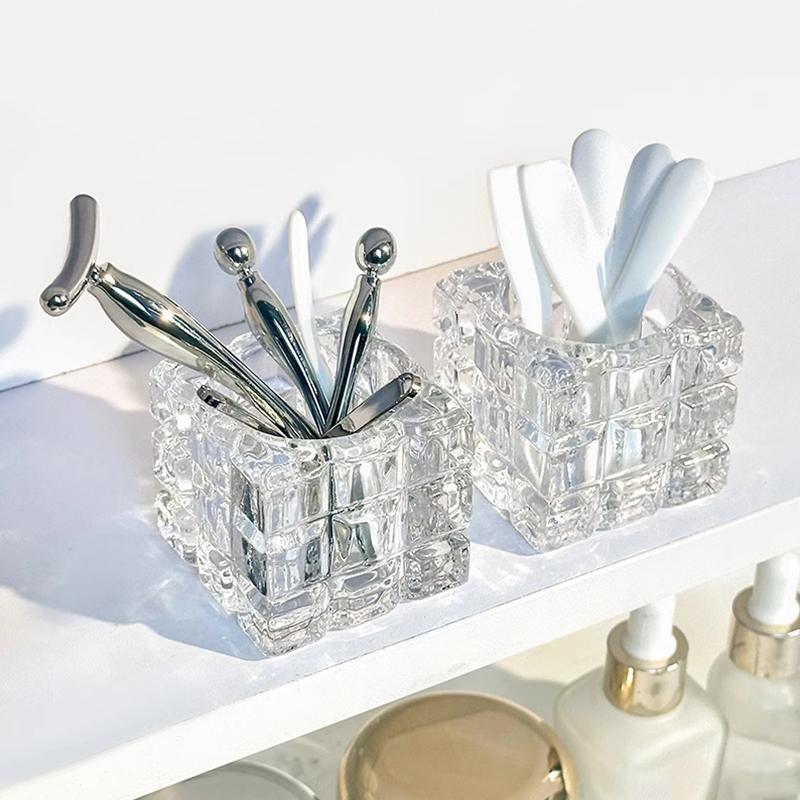 Maskenlöffelhalter Cremelöffel Tischplatte Make-up Aufbewahrungsbox für Augencreme Pick Massagestab Glas Kerzenständer Make-up Organizer