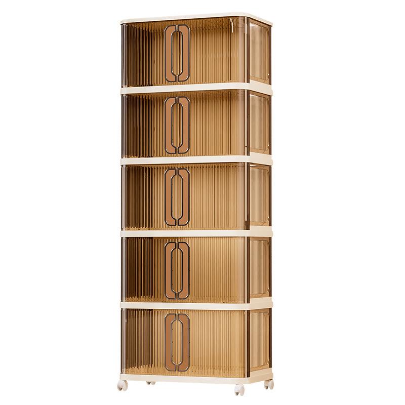 Multi-Layer Foldable Push-Pull Wardrobe & Snack Storage Cabinet with Wheels