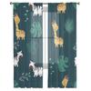 Giraffe Zebra Leaf Tulle Curtains For Living Room Sheer Curtain Bedroom Veil Organza Decorative Window Treatments