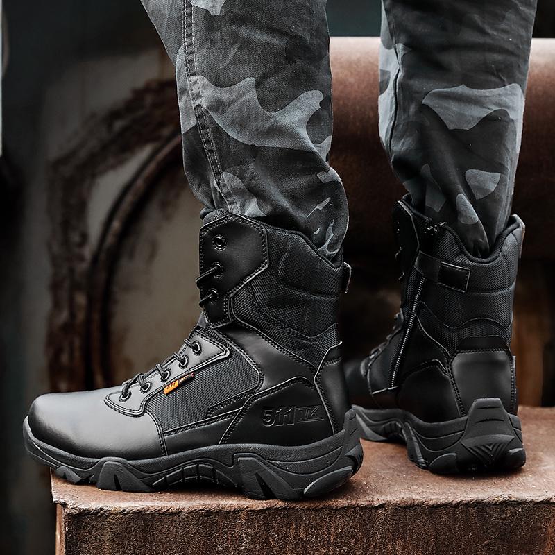 Men's Boots, Men's Desert Combat Boots, Outdoor Men's Anti Slip Snow Boots, Men's Waterproof Tactical Boots, Flat Heeled Shoes