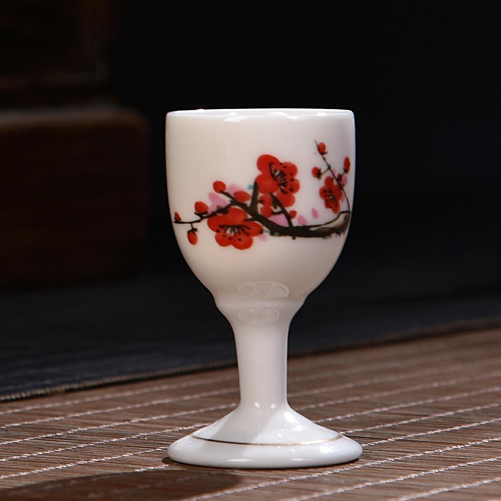 2PCS Ceramic Liquor Glass 18ML Goblet Wine Cup Home Creative Shot Glass Chinese Style Wine Set Glasses For Drinks