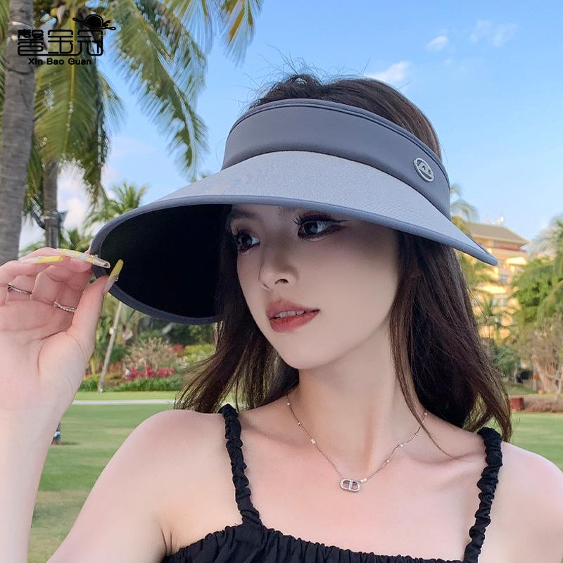 Summer Vinyl Large Brim Sun Protection Sun Hat Outdoor Sports Empty Top Hat Children's Fashion Versatile Sun Hat