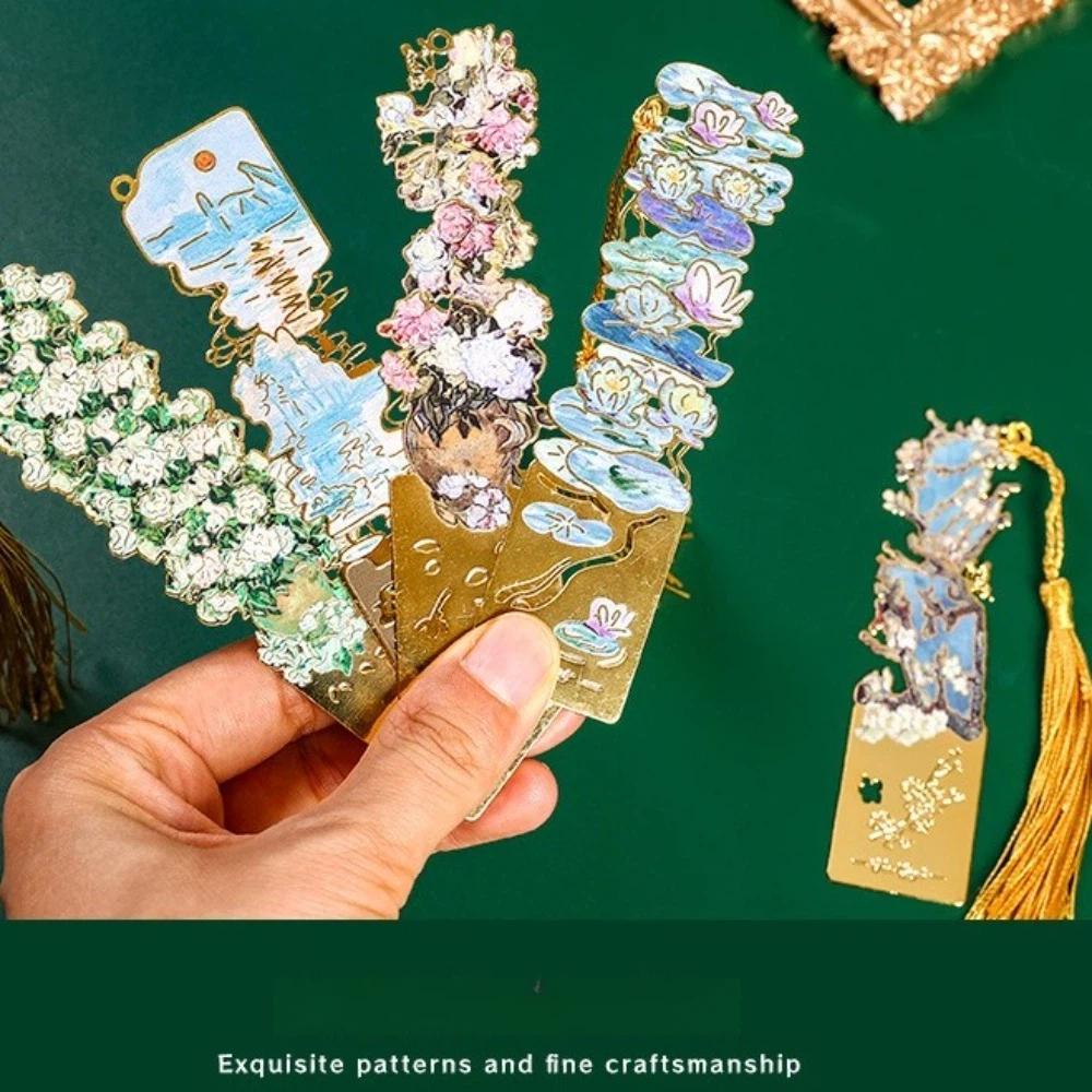 New Hollow Design Book Page Clip Super-thin Floral Painting Book Mark Sunrise Blossoms Beach Metal Bookmark Holiday Gifts