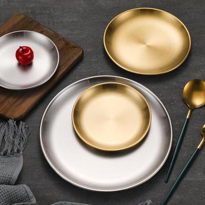 Zhaoran Korean Style 304 Stainless Steel Round Serving Plate
