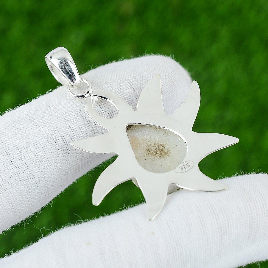 Natural White Quartz Gemstone Jewelry 925 Sterling Silver Pendant For Girls