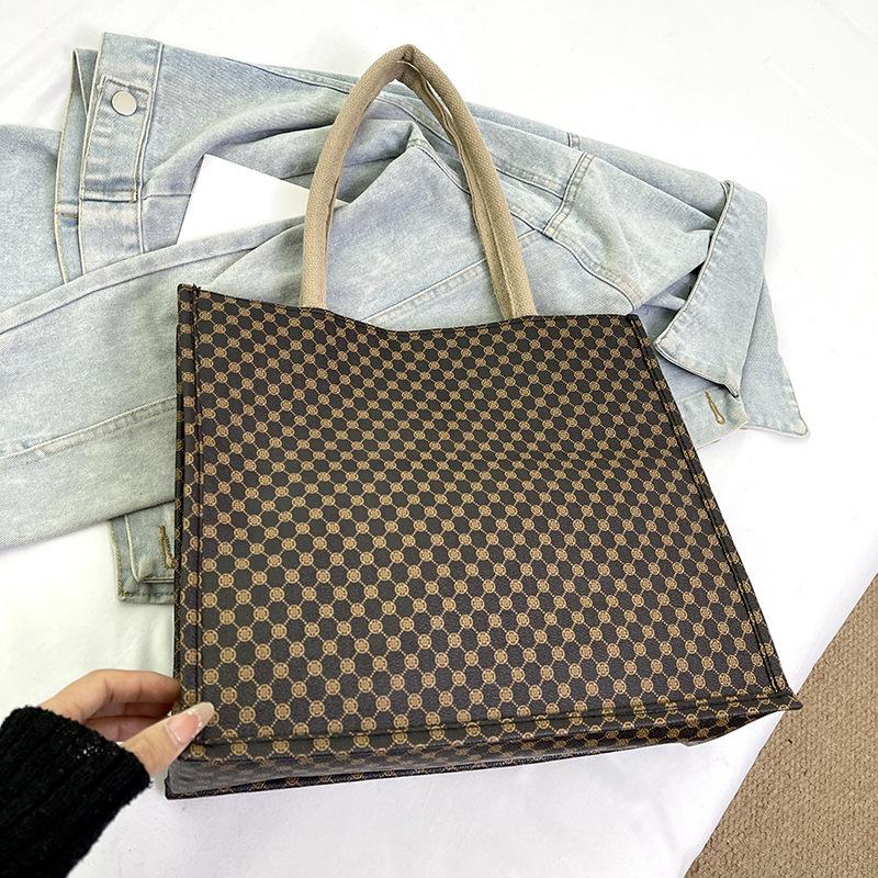 

Вместительная простая и элегантная сумка-тоут в стиле ретро, модная сумка через плечо для поездок на работу кофейный