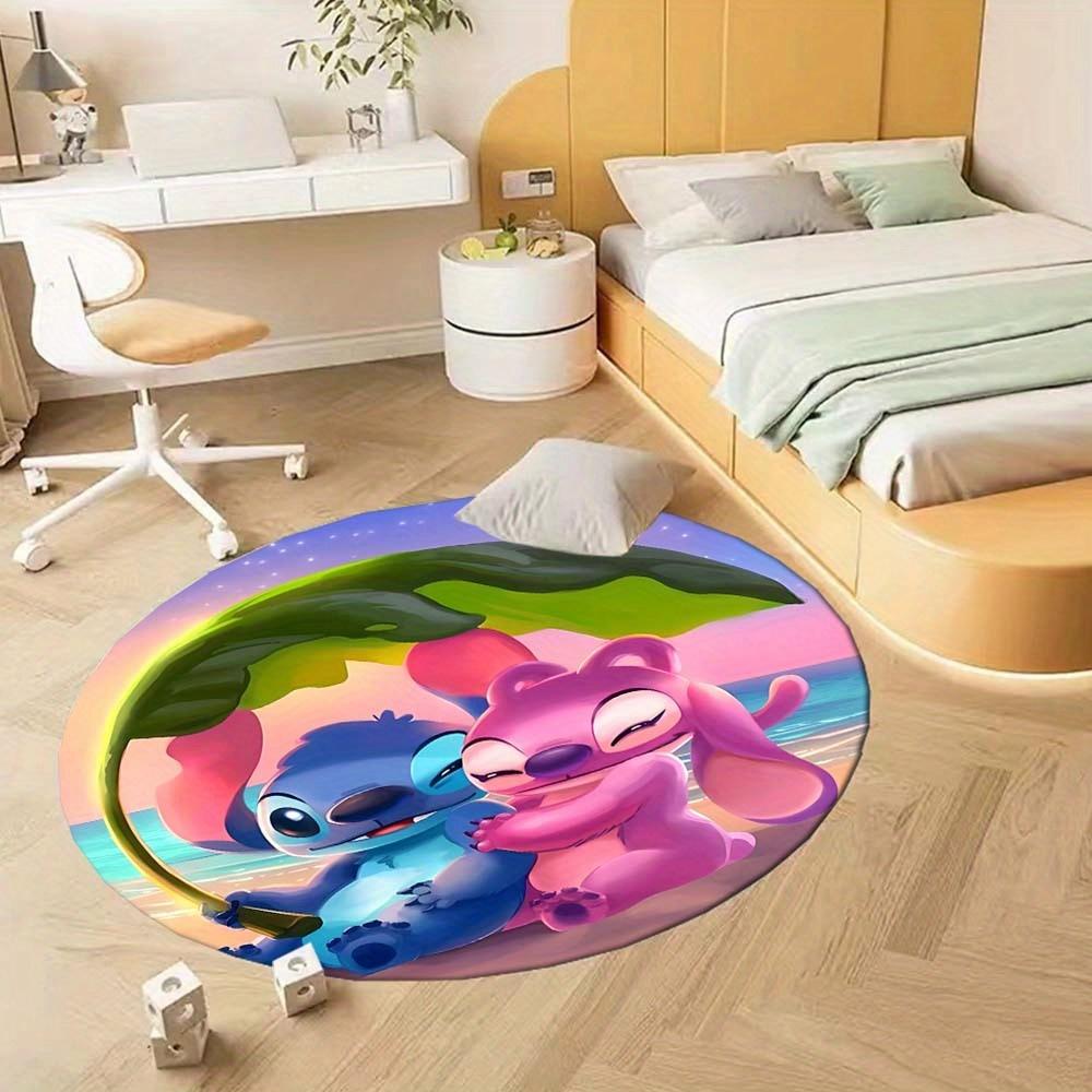 1pc Lilo&Stitch Round Area Rug , Playroom Bedroom Living Room Indoor Decor Rug , Perfect for Leisure Areas , Bedside , Cloakroom , and Outdo