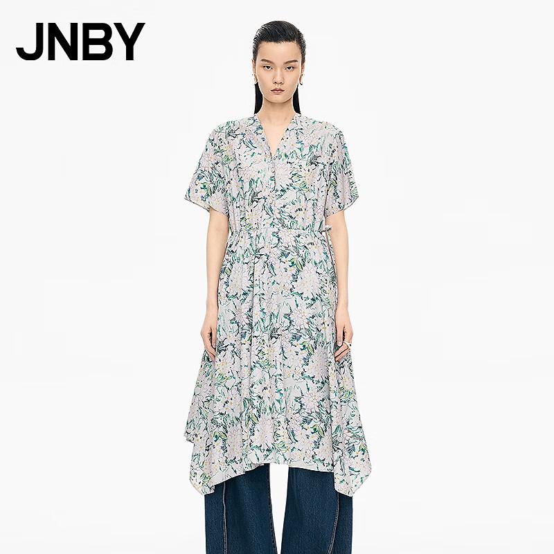

JNBY 2025 Autumn V-Neck Short Sleeve A-Line Long Dress M