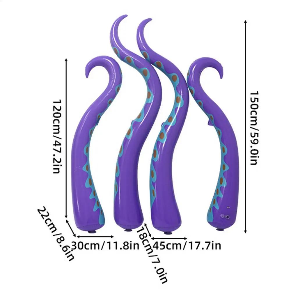 

Гигантские щупальца осьминога (4 шт) Надувной декор для Хэллоуина на открытом воздухе, идеальная кукла для праздничной вечеринки, украшение двора и лужайки фиолетовый