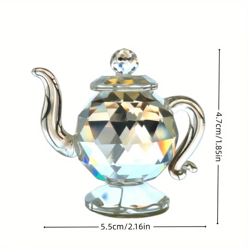

Милый маленький чайник с кристаллическим орнаментом, креативное ремесло, настольный интерьер, украшение для гостиной, прозрачный кристаллический чайник для воды