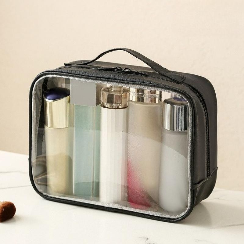 2 size Clear PVC Makeup Bag Large Capacity Waterproof Travel Toiletry Pouch for Women Gym Swimming Cosmetic Storage