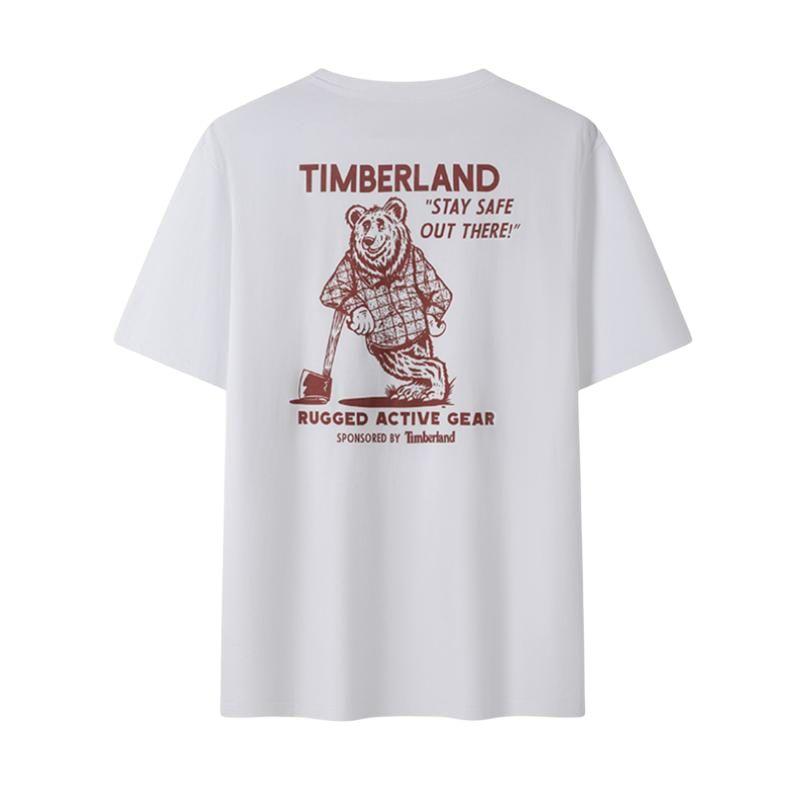 Timberland SS25 Cotton Outdoor Casual Crew Neck Comfortable Breathable Short Sleeve T-Shirt Men T-Shirts White A6B88-100