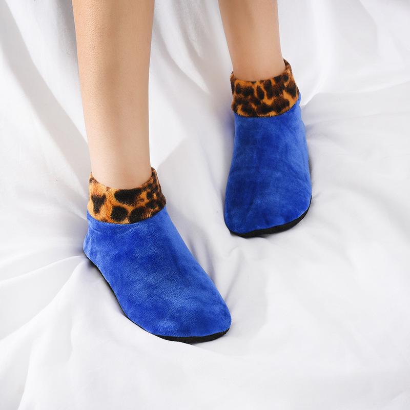 Damen Plus Samt Verdickte Rutschfeste Haussocken – Warme Halblange Überschuhe für Herbst & Winter.