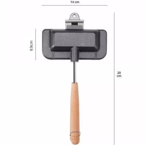 Direct-fire hot sandwich maker with crimped crust for toasting the crust, removable top and bottom halves, non-stick, perfect for hot sandwiches, outd